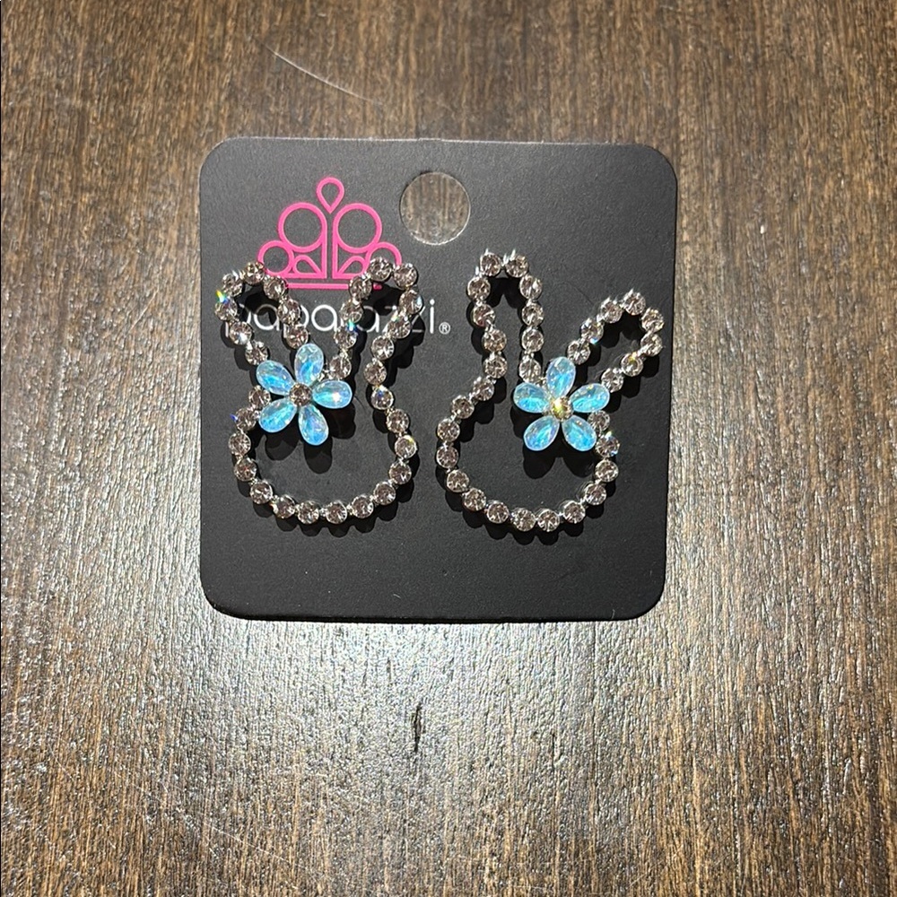 Paparazzi Silver and Blue Bunny Earrings